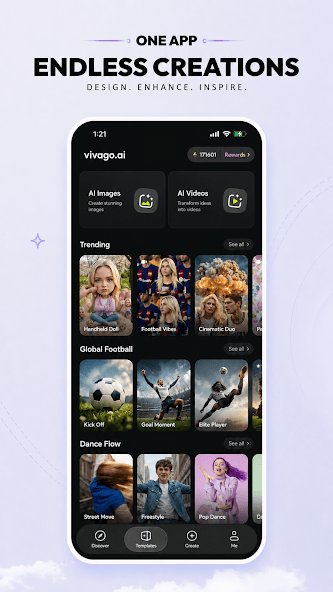 vivago.ai in-app gallery and creation hub